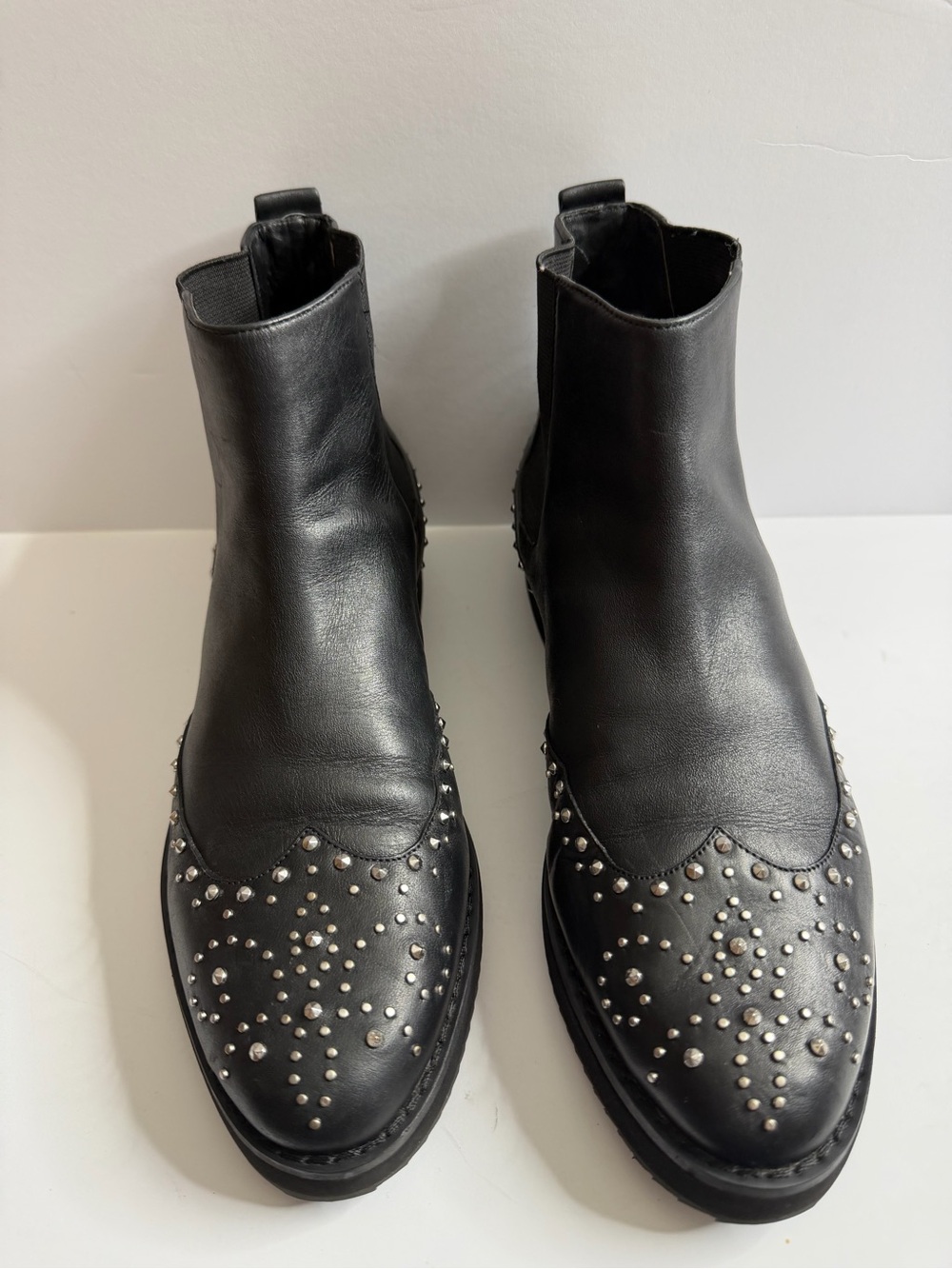 Michael Kors Black Leather Studded Chelsea Ankle Boots